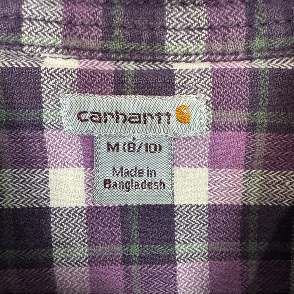 Women’s Carhartt Flannel Purple Grey Button Down Size Medium Workwear Outdoorsy - Picture 2 of 11